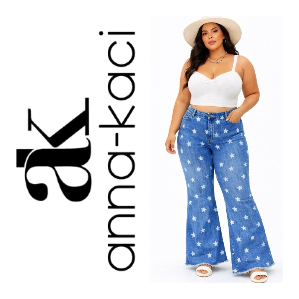 Anna Kaci Star Print Flare Jeans